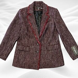 ❤️ Karl Lagerfeld Paris Tweed Blazer – Burgundy/Red – – MSRP $219